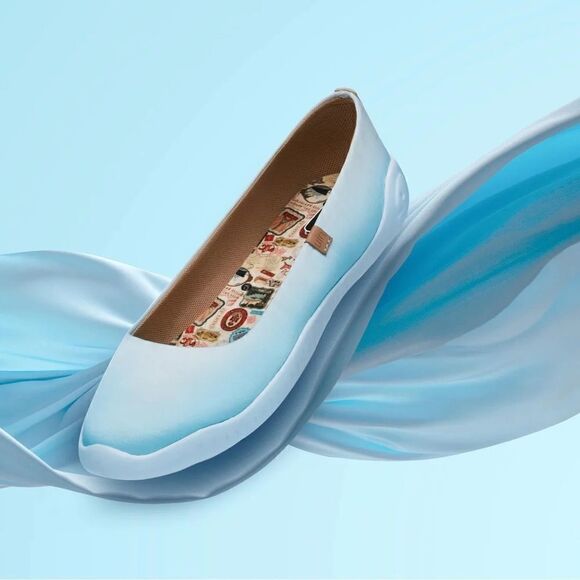 UIN Women's Ballet Flats Slip On Pointed Toe Casual Loafers (Blue Sky Silk) - Picture 2 of 7